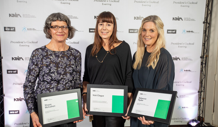 Shona McCahon, Vicki Clague and Rebecca Ryder receiving their Fellowships. Vicki Clague received an Honorary Fellowship.