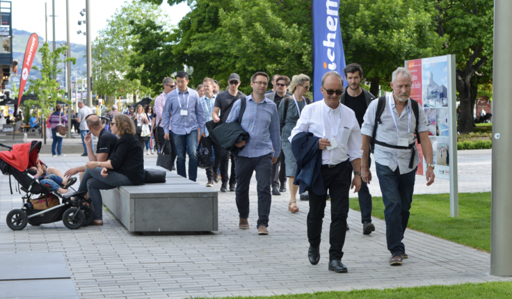 Conference delegates on a walking tour of Christchurch.