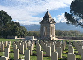 Rows of headstones; many New Zealanders fought in Italy, and many are buried here.