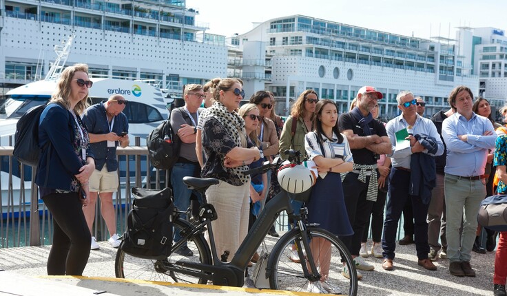 Before the Welcome event last night conference delegates took part in an Auckland Waterfront field trip. (Sponsored by SRS Group, Contrax Greenscapes & ScapeSpec)