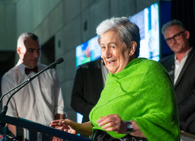 Aroha Reriti Crofts of the Matapopore Charitable Trust celebrates the team’s win last Friday in Christchurch.