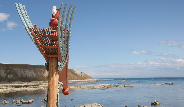 Maui, who braced himself against the Kaikoura Peninsula when he pulled up the North Island, at the start of the Kaikoura Peninsula Walkway. Image Neil Challenger