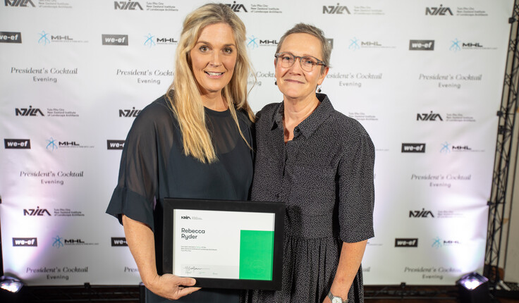 New NZILA Fellow Rebecca Ryder (left) with Rachel de Lambert.