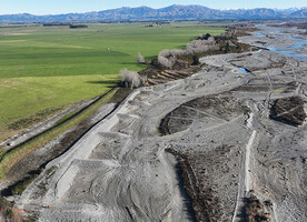 Rangitata River rock and gravel groynes. Photo courtesy of Environment Canterbury.