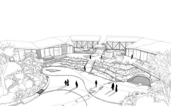 Kuirau visitors centre courtyard - concept sketch