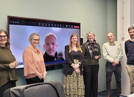 Departing Executive Committee Members (left to right): Meg Back, Rebecca Ryder, Henry Crothers (screen), Megan Harshey, Melissa Davis, John Brenkley, Dan Males. Apology: William Hatton.