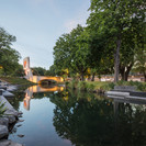 South facing view of the Terraces with the Bridge of Remembrance.
Photography Mark Scowen for LandLAB.