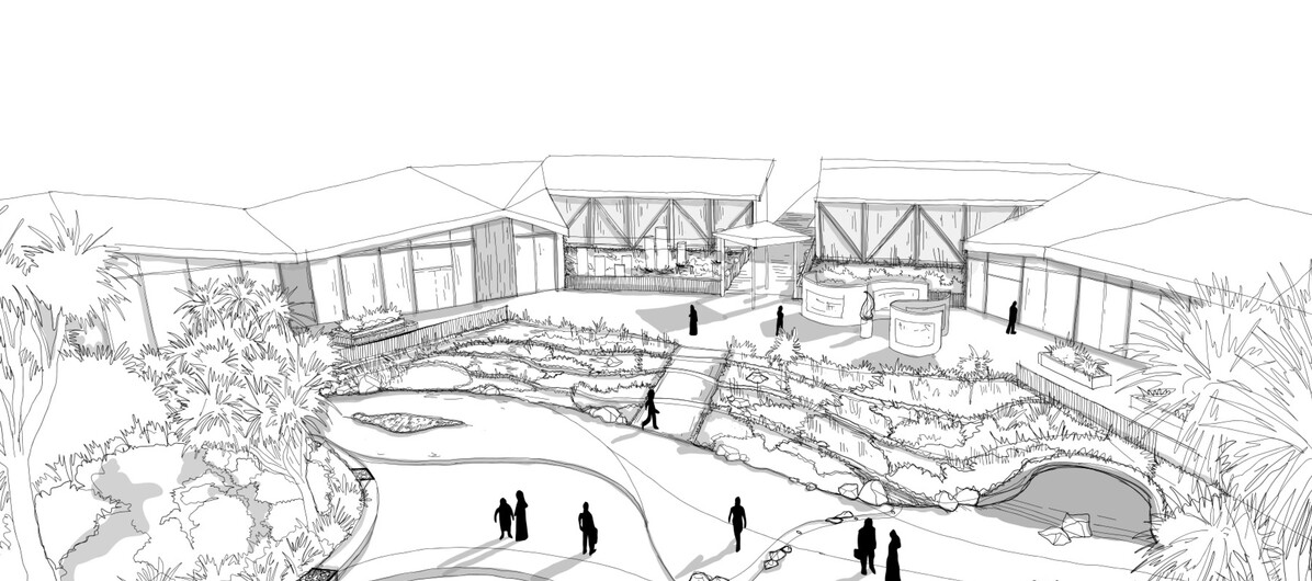 Kuirau visitors centre courtyard - concept sketch