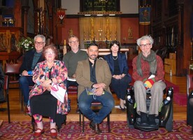 Socially distanced award winners at the Heritage Book Awards
Professor Jacky Bowring on the right and Wayne Knox front center.