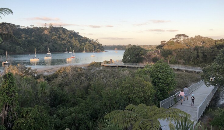 This boardwalk in Hobsonville Point is being well used during lockdown. Photo: Vicki Clague