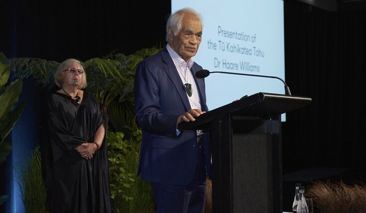 Dr Williams and Dr Diane Menzies on stage last night.