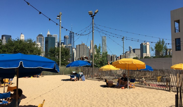 Brooklyn Bridge Park summer time fun at the pop up beach.